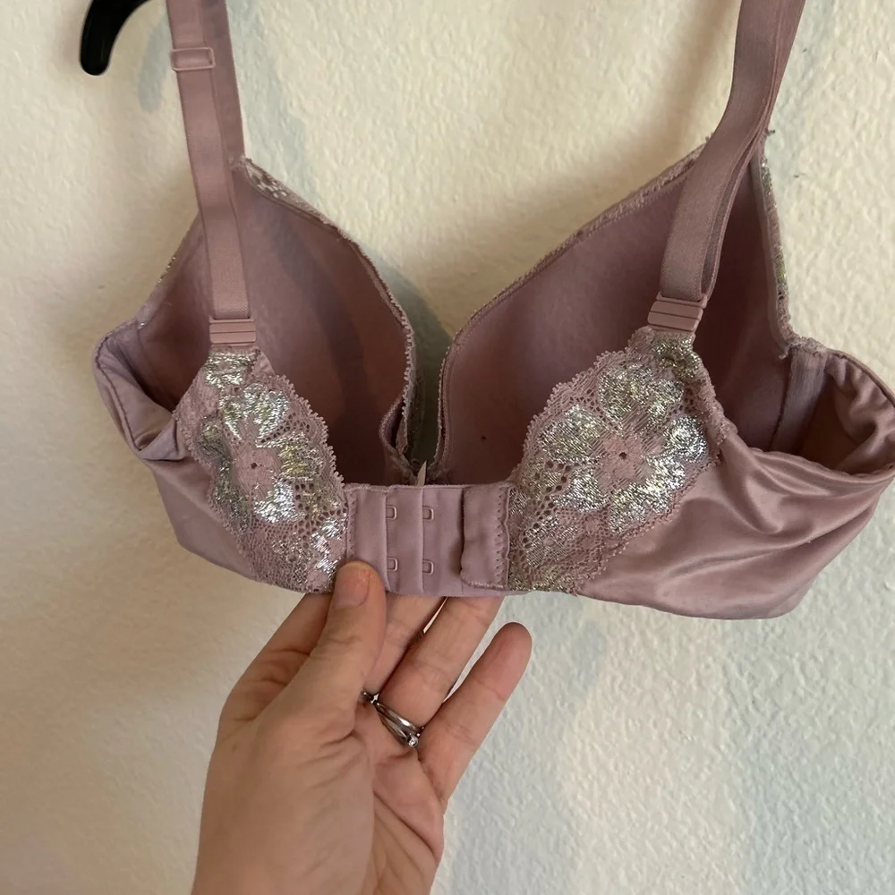 Victoria's Secret 34D mauve, pink and silver, wired padded push-up bra